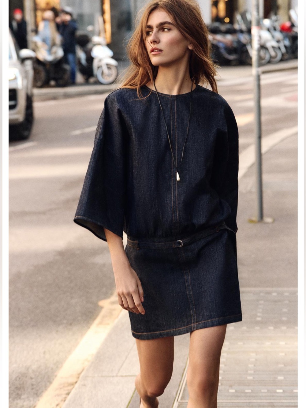 Women’s Dark Blue Denim Jeans Dress - Picture 11 of 11
